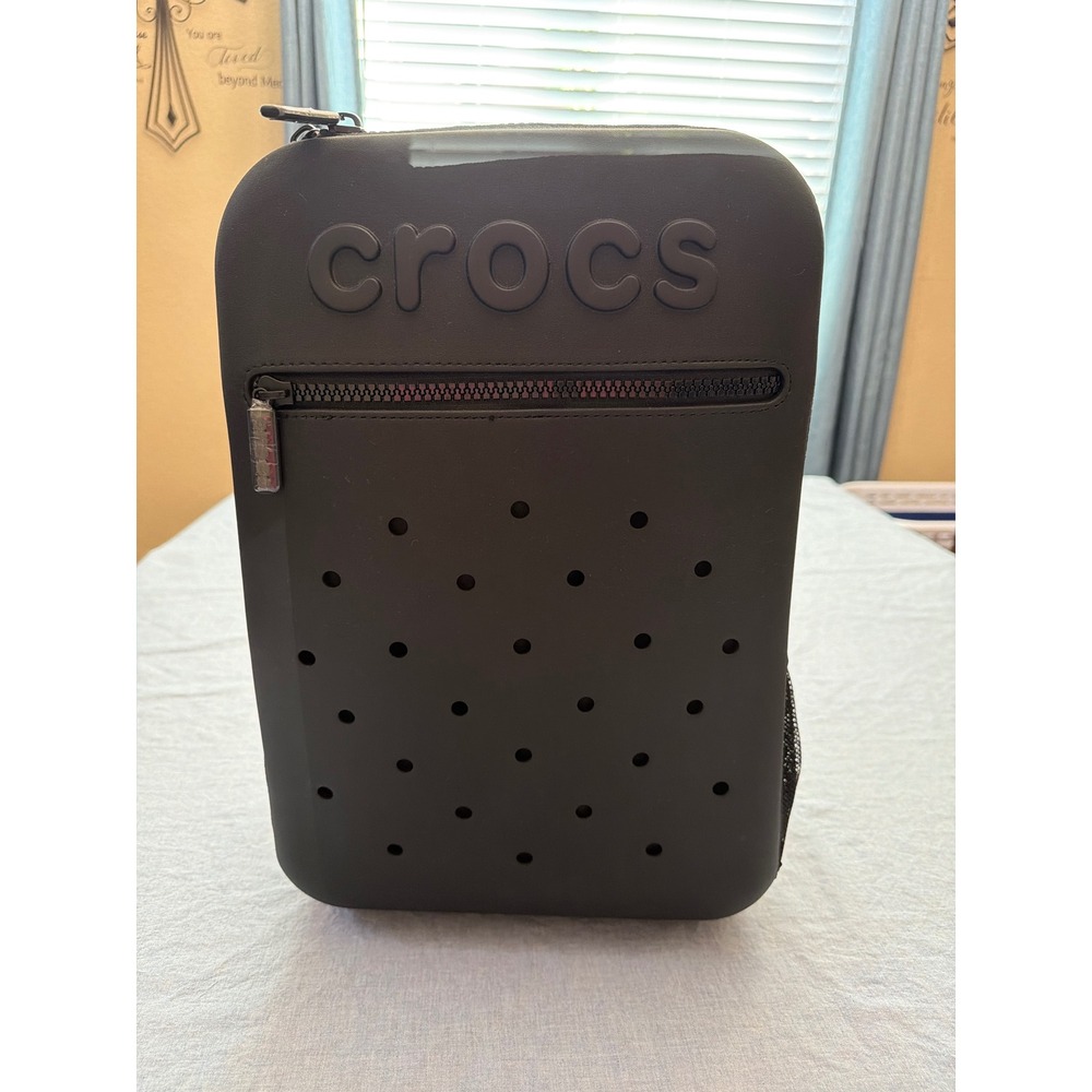 Crocs Black Croslite Backpack Laptop Sleeve Jibbitz Holes RN109028 New